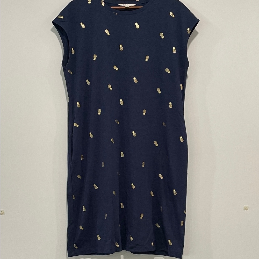 Boden Dark Blue Midi Dress with Metallic Details
